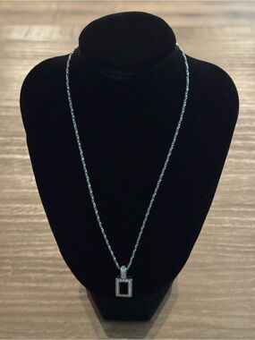Anzie Jac+Jo Sterling Silver Geometric Pavé Rectangle Pendant Necklace. Untested